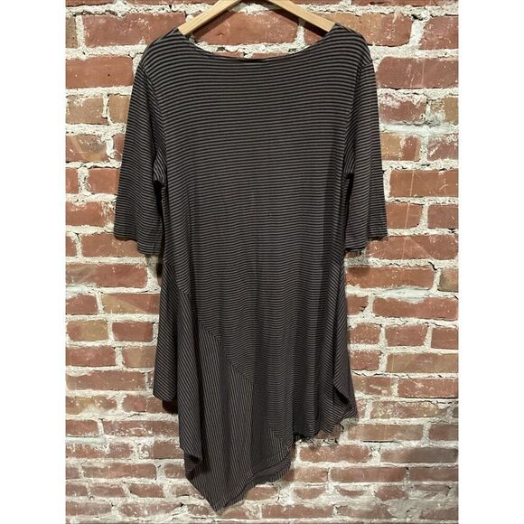 Bryn Walker Asymmetric Stripe Tunic Dress Sz S Lagenlook Swing Top USA Made - Picture 4 of 6